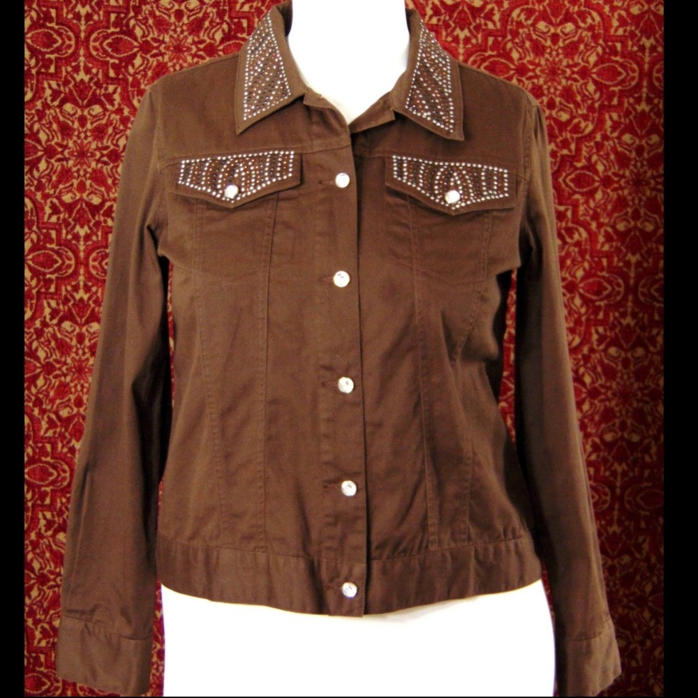 LH SPORT brown cotton long sleeve jacket M 💥🕛